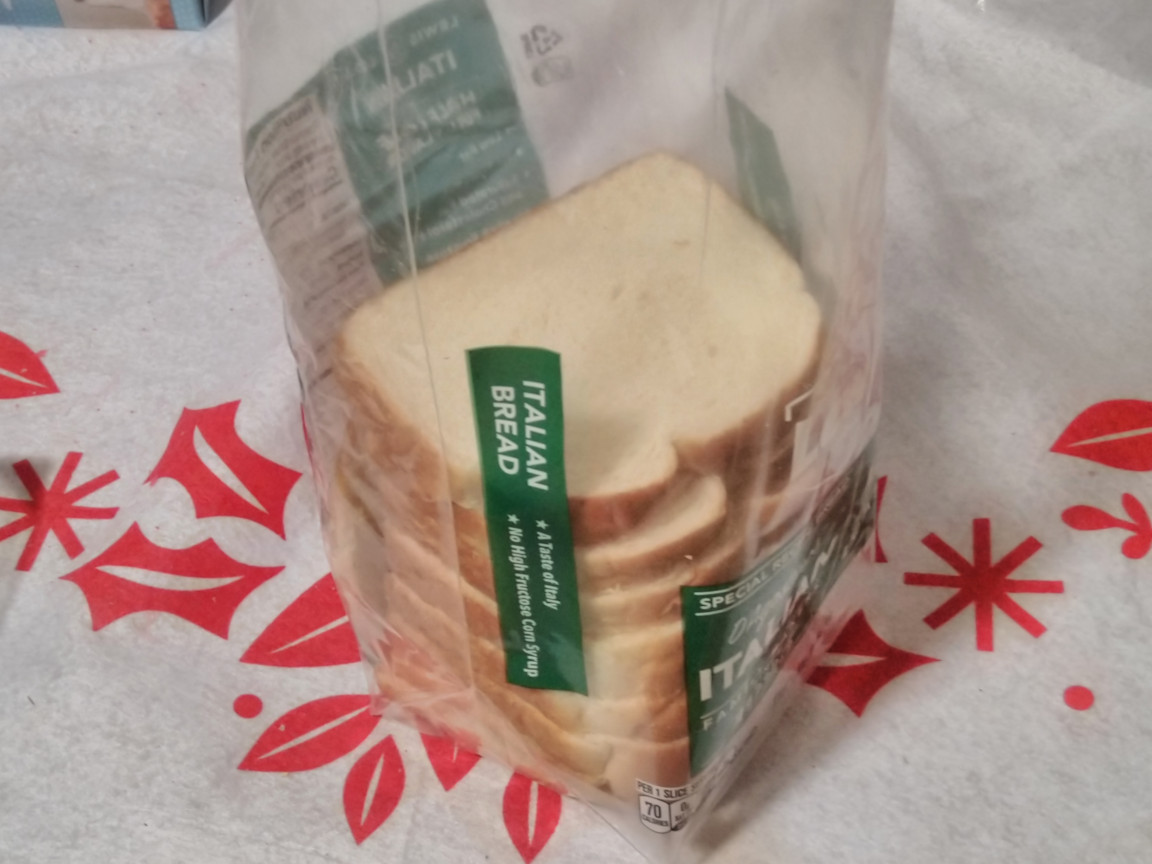 The same loaf of bread, but with the plastic unwrapped